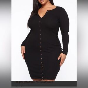 Elegant Black Button-Down Dress